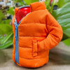Orange Drink Holder Puffer Jacket by COATIE (side) | the design gift shop