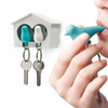QUALY Duo Sparrow Key Ring White / Blue & Keyholder White  | the design gift shop