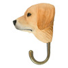 Side profile of a hand-painted timber Golden Retriever decorative hook showing carved texture and detail.