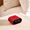 Red digital alarm clock LEXON Ray on nightstand