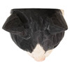 Top-down angle of the Black and White Cat wall hook, showcasing the artisanal hand-carved texture of the wood grain.