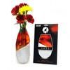 Modgy Expandable Vase Copaku with red and yellow flowers and packaging.