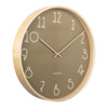 Side view of Karlsson Sencillo wall clock 40 cm, moss green dial, birch plywood frame