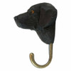 Left-facing side profile of the Black Labrador hand-carved wall hook, highlighting the breed’s characteristic silhouette and the attached bronze metal hook.