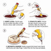 Step-by-step instructions showing how to fill and gently squeeze the WRITE ON! decorating tool.