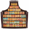 Blue Q Beer Me apron featuring a colourful grid print of retro beer cans on a dark background.