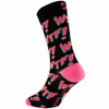 Back angle of the SEXY SOCKS WTF bamboo sock showing the pink heel cup and woven brand lettering on the sole.