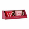 Annabel Trends Cherrylicious 2-piece coffee mug set neatly displayed in a matching pink and red striped presentation box.
