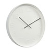 Karlsson Mr. White Numbers wall clock 37.5 cm with white steel rim and raised white numerals – front view.