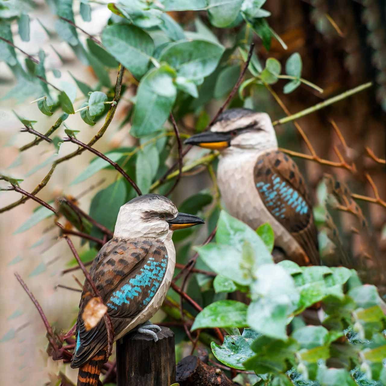 Hand-Carved Wooden Kookaburra DecoBird Sculpture | Wildlife Garden