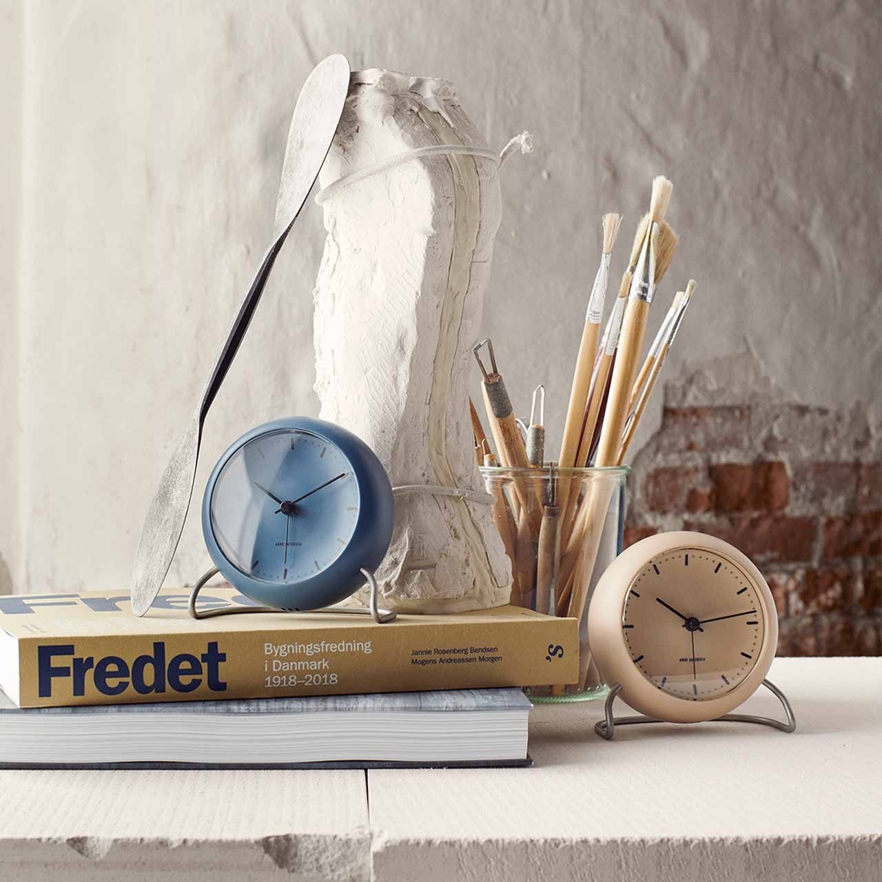 Arne Jacobsen City Hall Table Clock Stone Blue the design gift shop