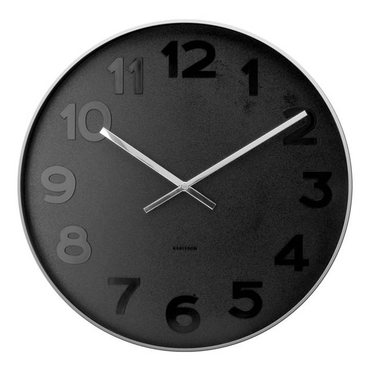 Karlsson Mr. Black Numbers Wall Clock SS Steel the design gift shop
