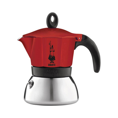 BIALETTI Moka Induction 3 Cup Espresso Coffee Maker Red/Silver | the design gift shop