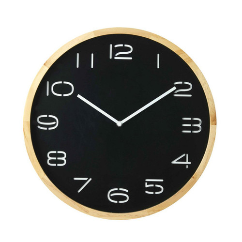 AMALFI Leni Wall Clock, Black Dial, Pine Rim, Ø 41.5 x 8.5 cm | the design gift shop