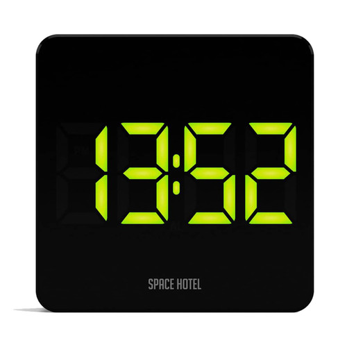 Black NEWGATE LCD Alarm Clock "Space Hotel Orbatron" with green LED | the design gift shop Black NEWGATE LCD Alarm Clock "Space Hotel Orbatron" with green LED | the design gift shop