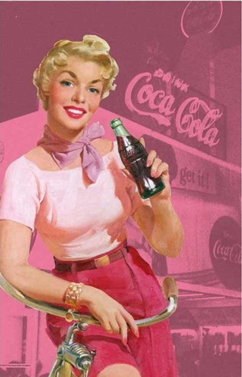 Coca-Cola tea towel 'Pin Up Girl' in pink | The Design Gift Shop