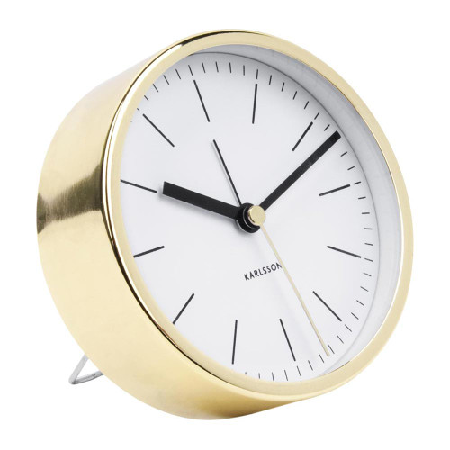KARLSSON CLOCKS Minimal alarm clock with gold case and white dial