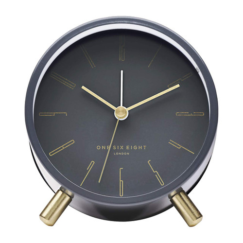 ONE SIX EIGHT LONDON silent alarm clock MAYA charcoal grey - Ø 11 x 5 cm | the design gift shop