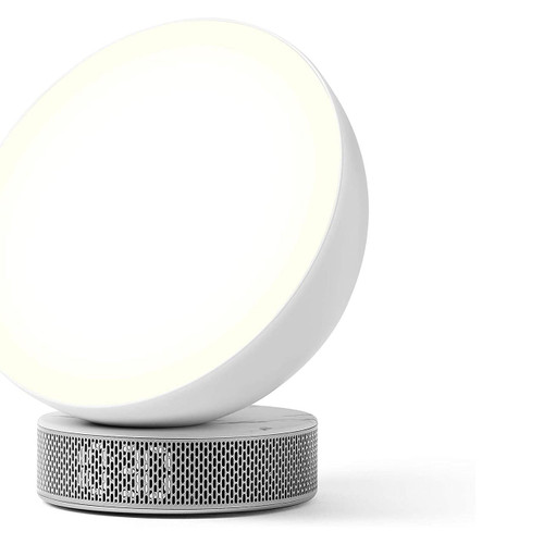 LEXON Miami Sunrise Light & Alarm White Marble LR146DWD | the design gift shop