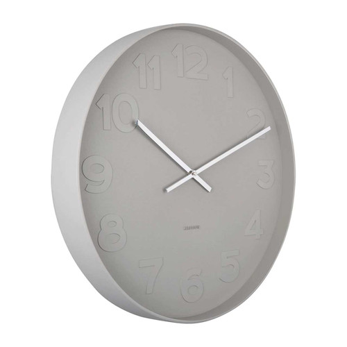 Karlsson Mr. Grey Numbers wall clock with warm grey dial and steel rim  - Ø 37.5 x 6 cm | The Design Gift Shop