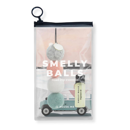 Smelly Balls pouch filled with 4 balls diffuser style Seapink, Coastal Drift fragrance phial and postcard | the design gift shop