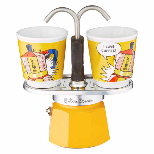 Yellow BIALETTI Mini Express Espresso Maker Set  2 cups Roy Lichtenstein | the design gift shop