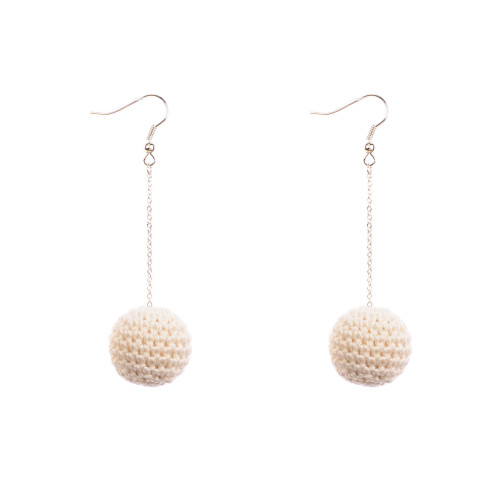 MON BIJOU | Drop Earrings | Crochet Beads White