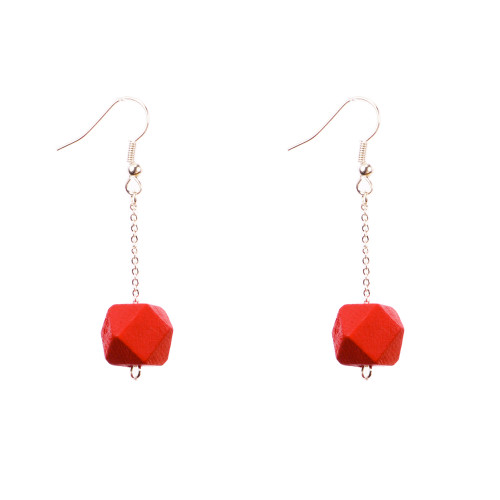 Mon Bijou - Drop Earrings - Red Geometric Faceted Beads | The Design Gift Shop