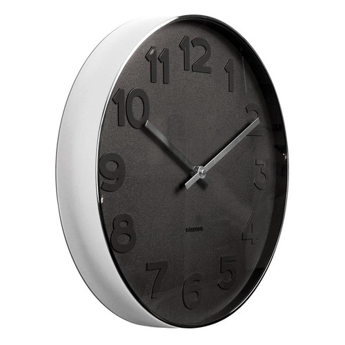 Karlsson Mr Black numbers wall clock with stainless-steel rim  - Ø 37.5 x 6 cm | the design gift shop