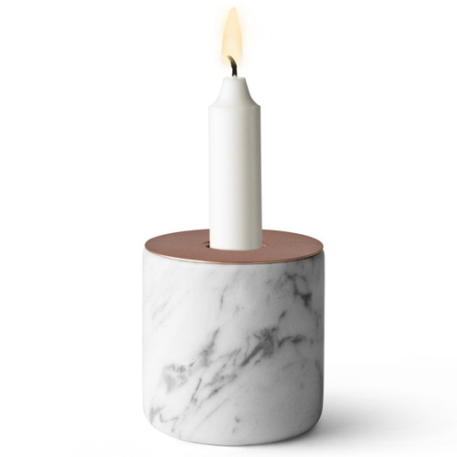 Audo Chunk of Marble Candle Holder White Large (candle not included) | the design gift shop