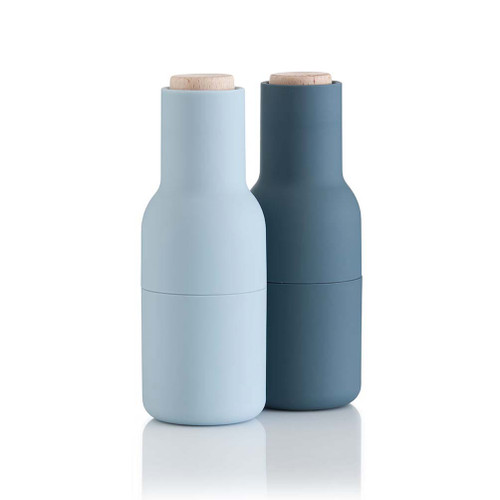 Audo Norm salt & pepper bottle grinder set in blue | The Design Gift Shop