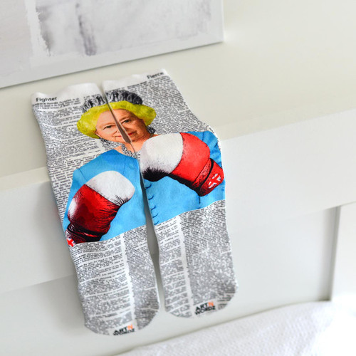 BRITISH POUND QUEEN BOXING socks by Art N Wordz | the design gift shop