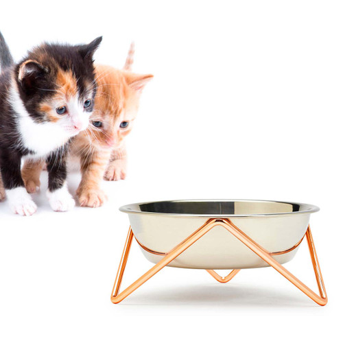 BENDO meow luxe dog bowl with copper stand | the design gift shop