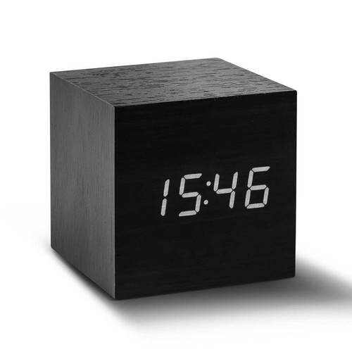 GINKGO cube click clock black / white LED | the design gift shop