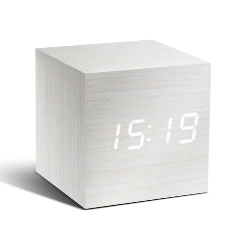 GINGKO cube click clock white / white LED | the design gift shop