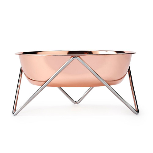 bendo woof dog bowl copper on chrome | the design gift shop