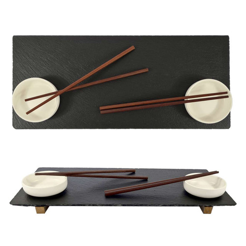 GABEL&TELLER 5pc Sushi or Serving Set Slate | the design gift shop