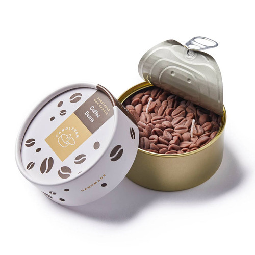 Realistic coffee bean candle in tin with pull-ring lid by CANDLECAN | the design gift shop