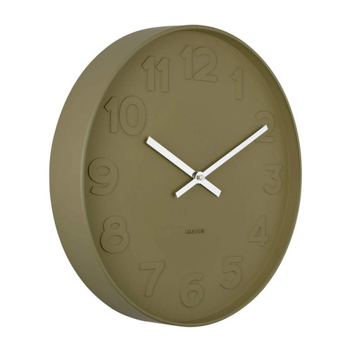 Karlsson Mr. Green Numbers wall clock with moss green dial and steel rim  - Ø 37.5 x 6 cm | The Design Gift Shop