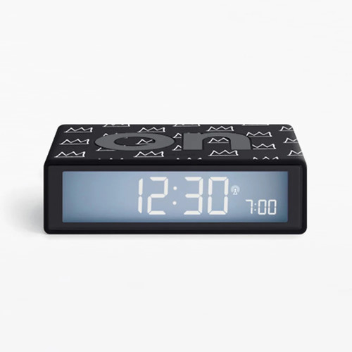 LEXON Flip LCD alarm clock Jean-Michel Basquiat Crown Black | the design gift shop