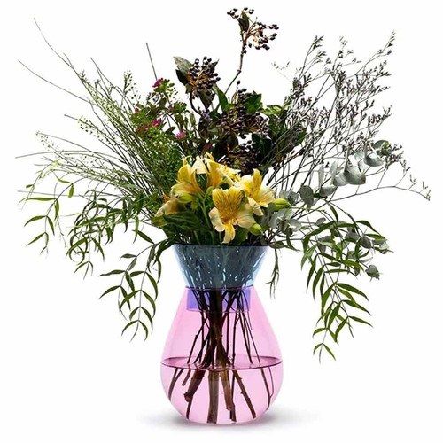 PELEG DESIGN Twotone Vase in pink and blue glass filled with fresh flowers | the design gift shop