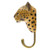 Side profile of a timber Leopard decorative hook, showcasing the sleek head shape and the sturdy bronze-finish metal hook.