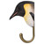 Side profile of a timber Penguin decorative hook, showing the artisanal carving of the head and the sturdy bronze-finish metal hook.