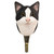 Front view of a hand-carved wooden Black and White Cat wall hook, featuring a tuxedo-style "mask" and bright yellow hand-painted eyes.