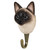 Three-quarter view of a hand-painted Siamese Cat wooden wall hook, highlighting the detailed texture of the ears and snout.