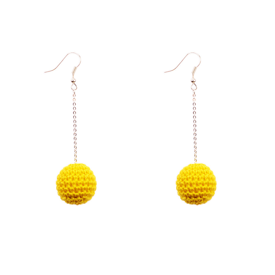 Mon Bijou - Drop Earrings - Cotton Crochet Yellow | The Design Gift Shop