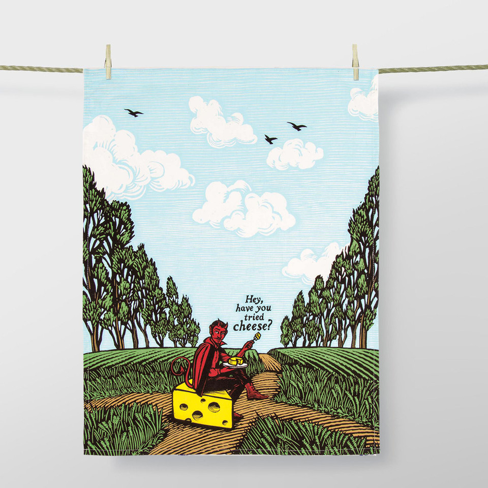 'Hey, Have You Tried Cheese?' Dish Towel by Blue Q  | The Design Gift Shop