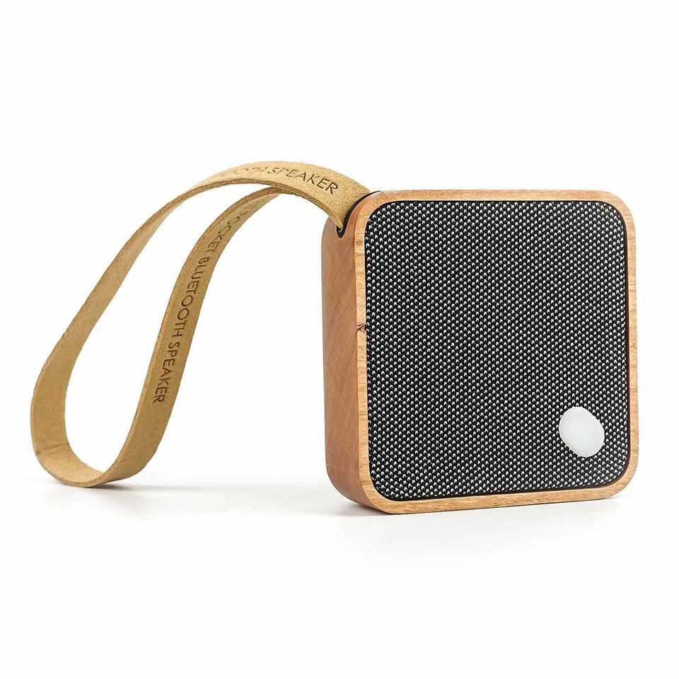 GINGKO Mi Square Pocket Bluetooth Speaker Cherry Wood | the design gift shop