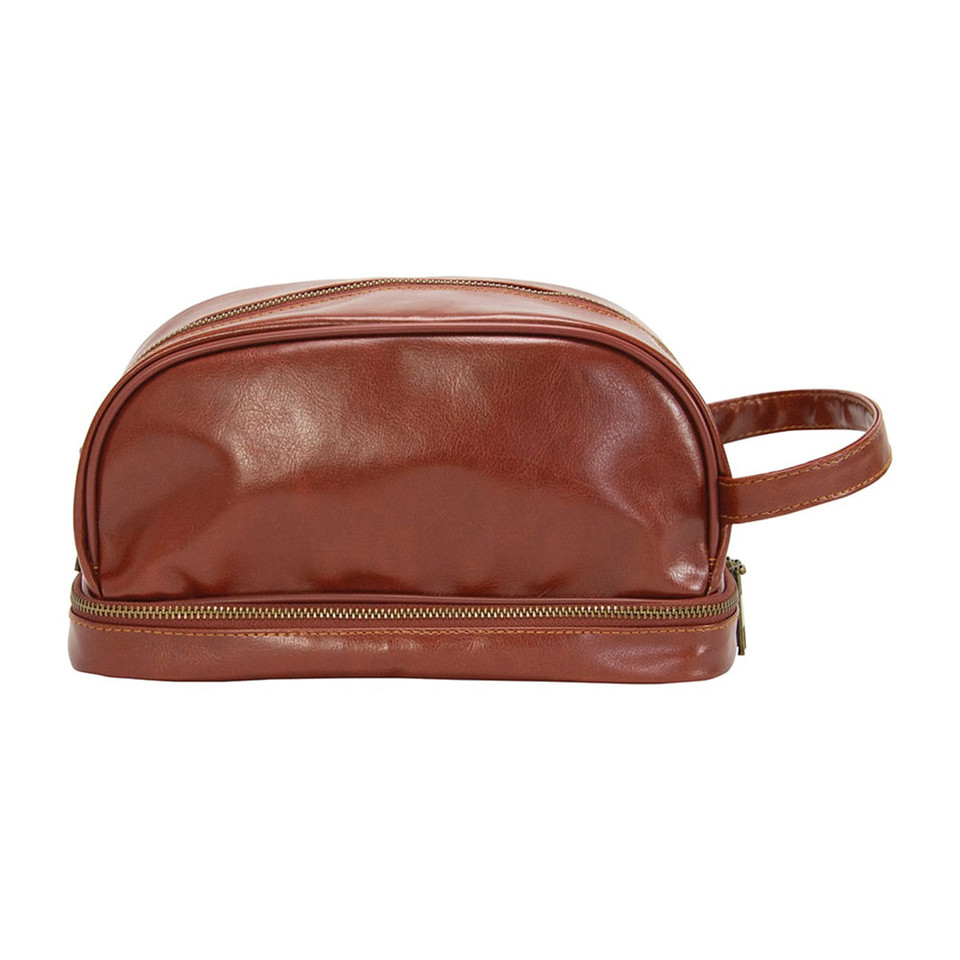 ANNABEL TRENDS Gentleman’s brown vegan leather toiletries bag | the design gift shop