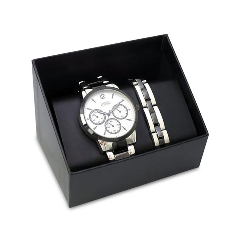 Men's Republic Chrome Chronograph Watch & Bracelet Gift Set | the design gift shop